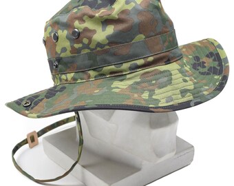 Original German Army Flecktarn Camo Boonie Hat Camping Hunting