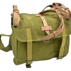 Genuine Romanian army bread bag military surplus Olive canvas haversack OD Green