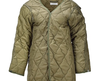 Original Czech Military Jacket Thermal Lining Quilted Button Fastening Olive