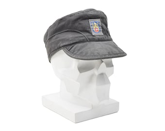 Original Danish army visor cap lightweight foldable earflaps vintage hat gray