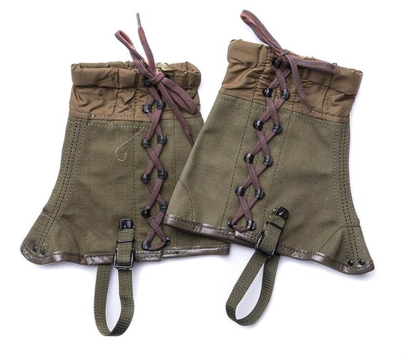 Genuine German army Gaiters canvas Olive mountains hiking military surplus