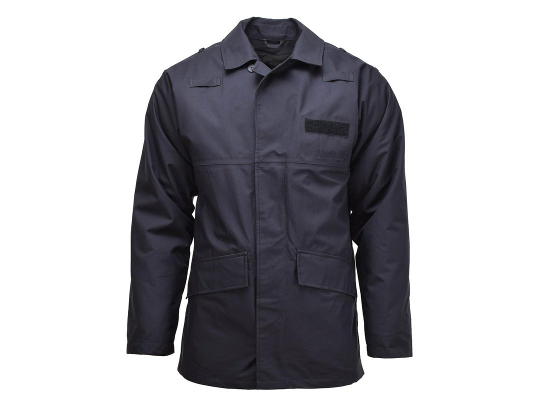 Original British Military rain jacket Police solid black lined waterproof coat