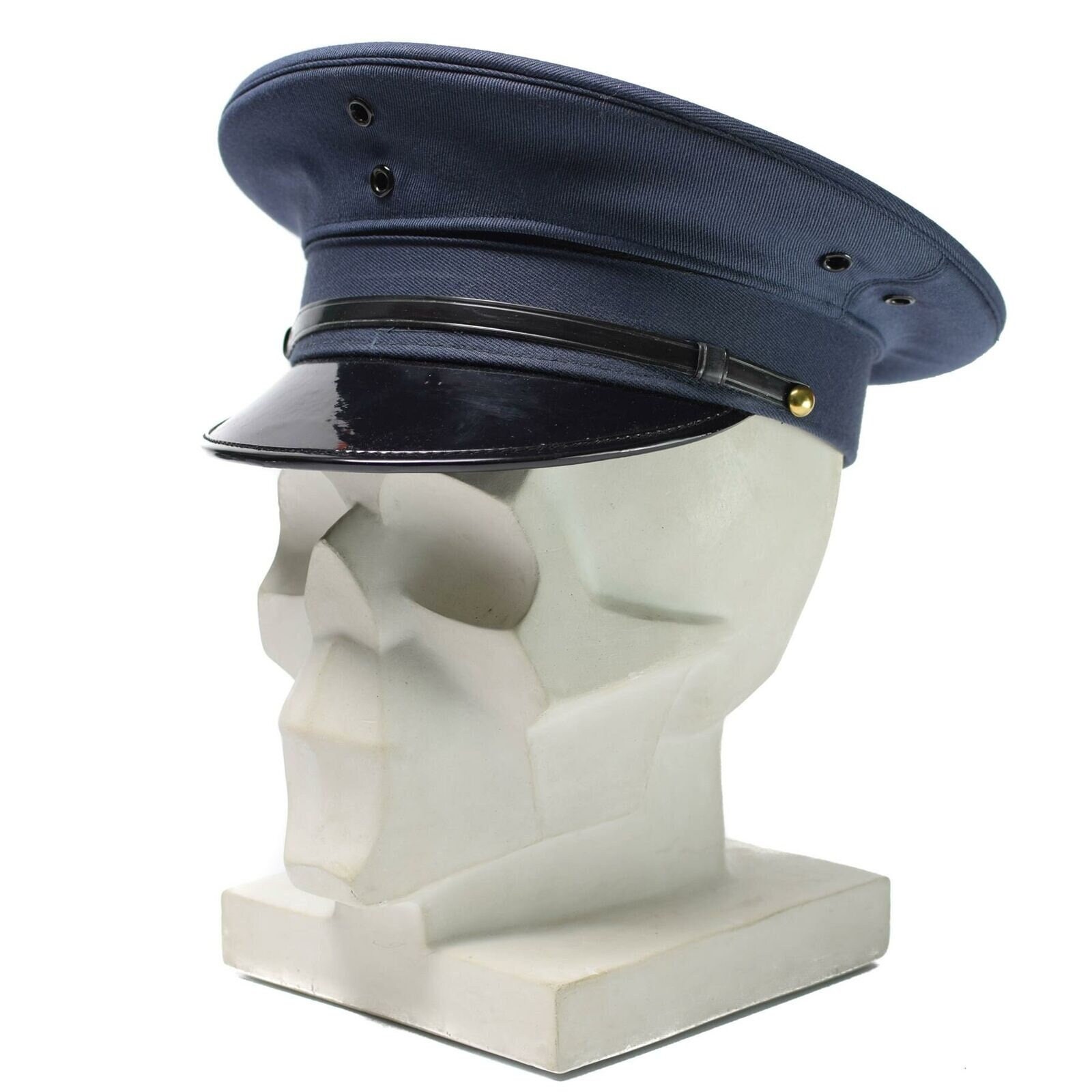 Authentic South Korean Army Officer Peaked Cap (Visor Hat) - Blue Wool, Dress Military Hat