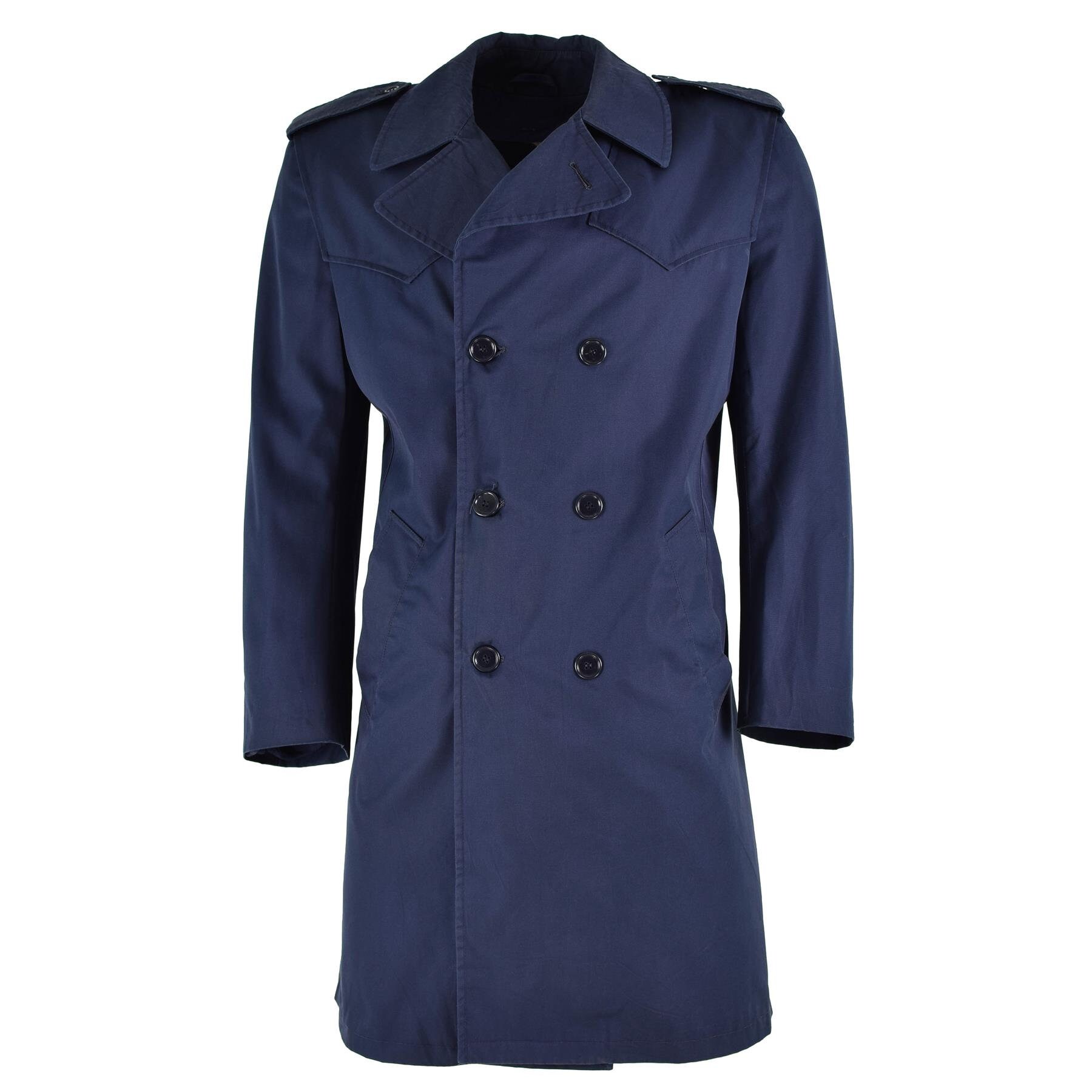 Original Italian Army Trenchcoat Khaki Blue Plain Color Original Italian Army Trenchcoat Khaki Blue Plain Color