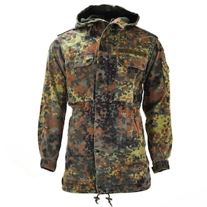 Original German army field jacket parka military issue hooded Flecktarn camo with winter liner
