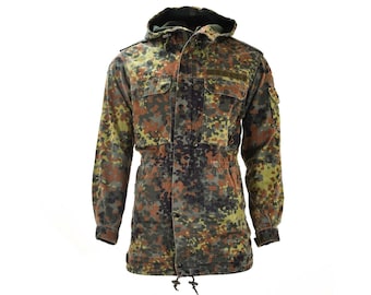 Original German army field jacket parka military issue hooded Flecktarn camo with winter liner