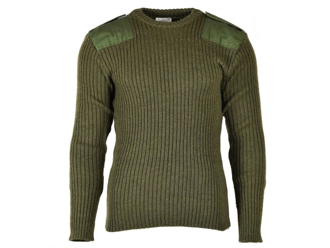 Original British Army Sweater Commando Green Olive Mens Pullover Wool ...
