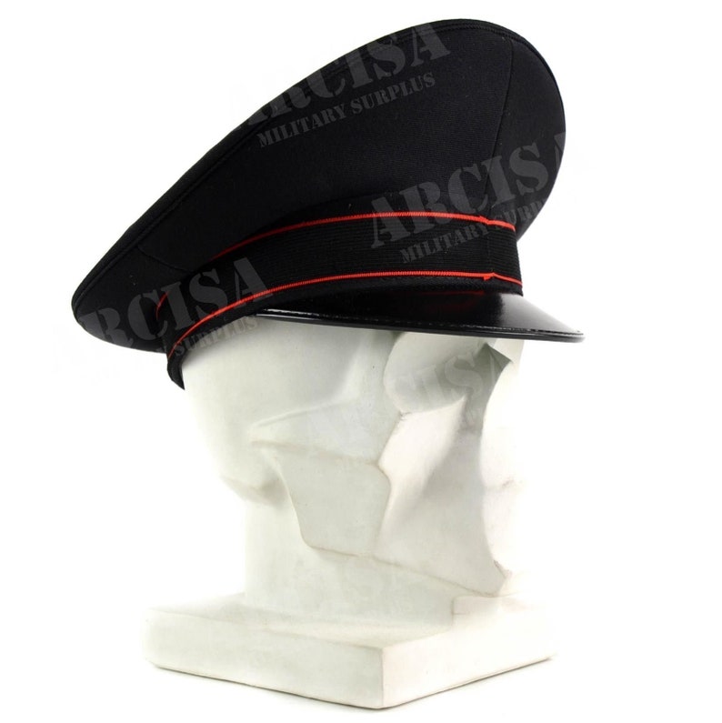 Genuine Italian Army peaked cap Military Police visor forage cap Black NEW image 3