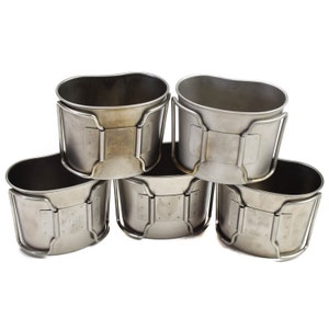 Original Dutch army canteen cup mug mess stainless steel pot bushcraft gear pack of 6pcs