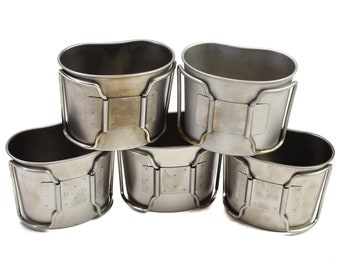Original Dutch army canteen cup mug mess stainless steel pot bushcraft gear pack of 6pcs