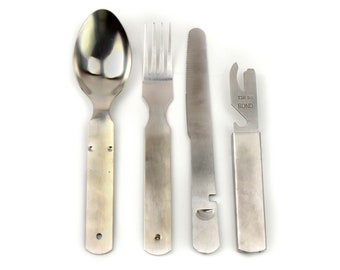 Original German army cutlery set. BW military eating utensils NEW Fork Spoon Knife Kit multitool