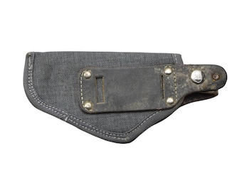 Genuine Italian Army Pistol Holster Leather Snap Button Closure Gray