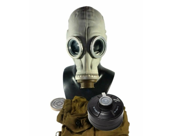 Featured listing image: Cold war Soviet russian military gas mask GP-5 Full kit Genuine surplus respiratory protection nato modern filter cartridge  NEW Halloween