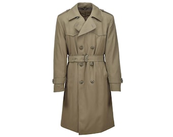 Originele Italiaanse militaire trenchcoat kaki formele jas gewatteerde voering met riem vintage militair overschot NIEUW