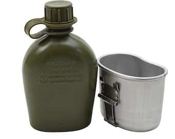 Original Belgian Military 1L Canteen Plastic Pouch Aluminium Cup Included