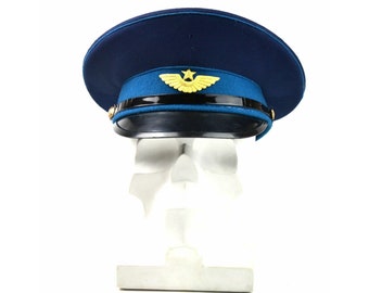 Original Russian military Hat Soviet army officer peaked cap air forces blue NEW