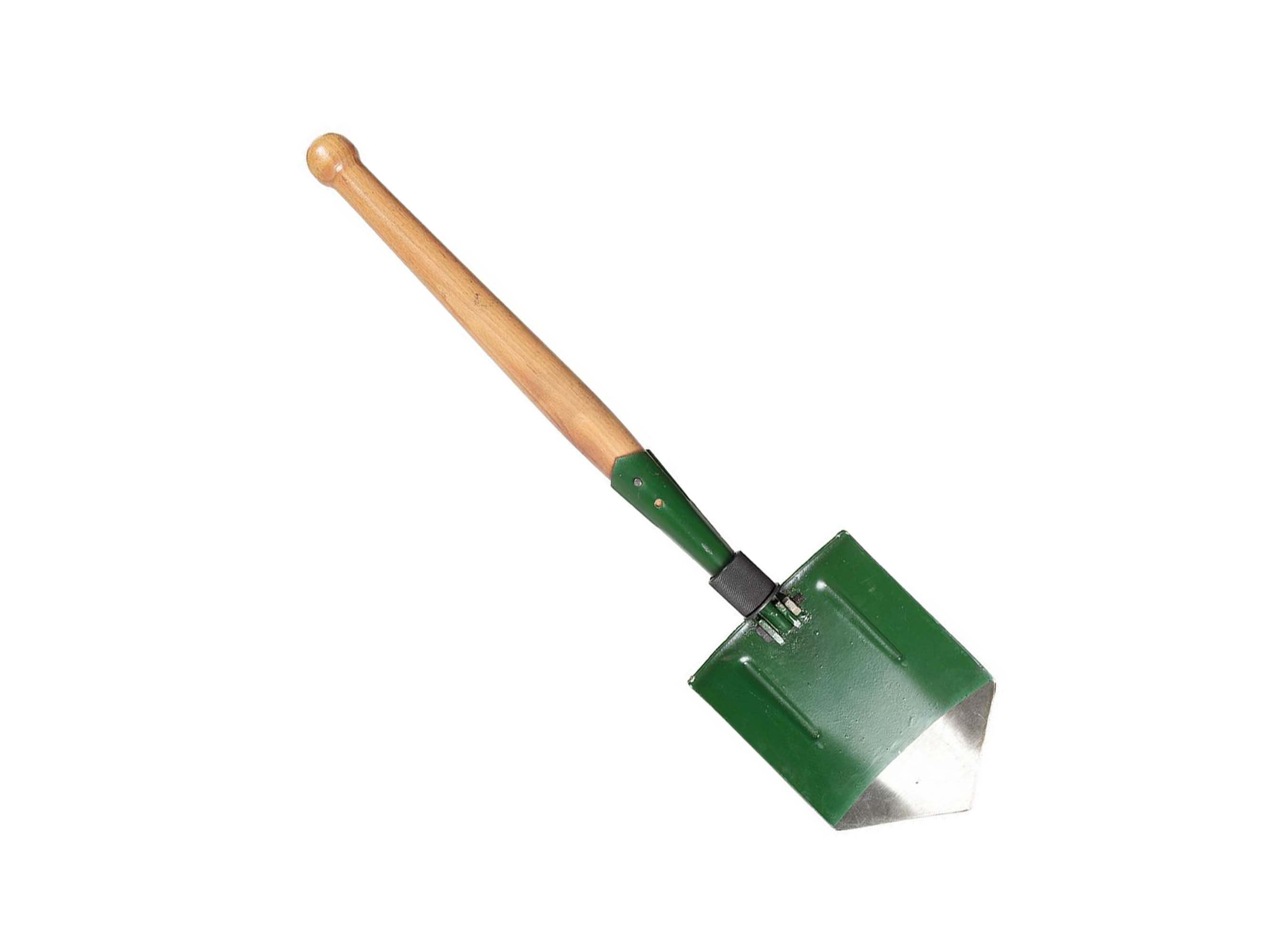 Original Romanian Army foldable shovel green wooden handle military surplus NEW old stock Vintage