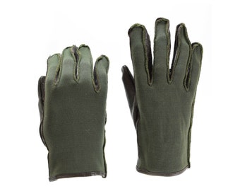 Original Belgian army combat gloves WWII style gloves nylon leather Olive NEW
