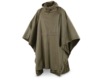 German army wet weather Rain poncho waterproof olive hooded shelter cape Military issue