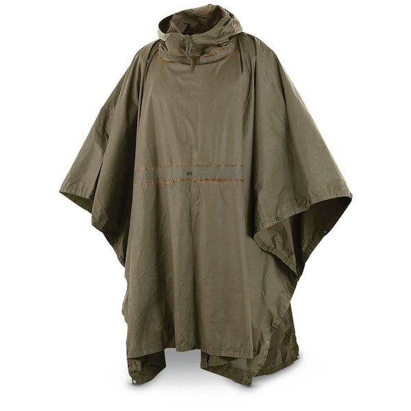 Armée allemande par temps humide poncho de pluie imperméable cape d'abri à capuche olive problème militaire