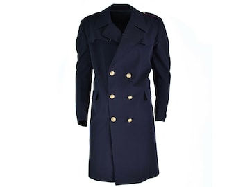 Genuine Italian army navy Coat long officer Italy police wool rayon NEW