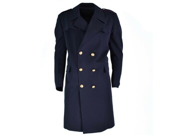 Véritable armée italienne marine manteau long officier Italie police laine rayonne NEUF