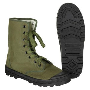 Originele Franse militaire commandolaarzen Versterkte hakken Vintage olijfgroen