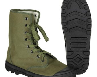 Original French Military Commando Boots Reinforced heels Vintage Olive
