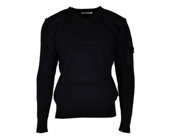 Original British army police pullover Commando Jumper black V-neck sweater NEW