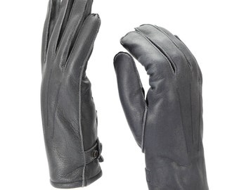 Genuine German Police leather gloves patrol grey lined wool 100% winter warm NEW