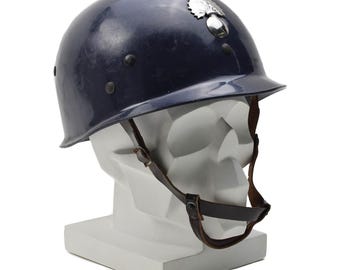 Original Belgian Military Plastic Helmet Police Badge Insignia Vintage Blue