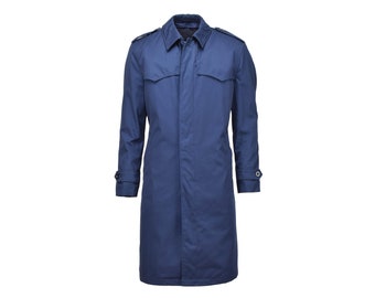 Original Dutch Military issue Men's raincoat quilted liner trenchcoat solid blue