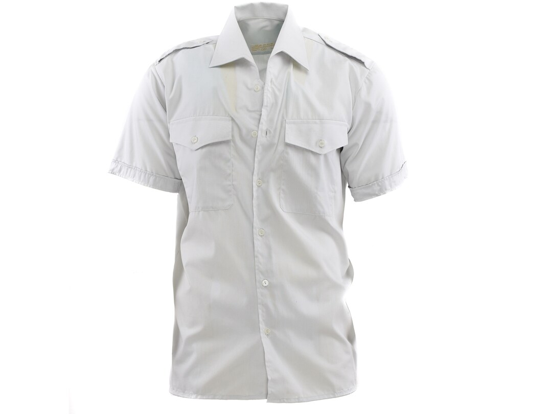 Genuine Austrian Army Button Down Shirt Short Sleeve Grey Military