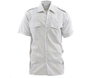 Genuine Austrian army button down shirt short sleeve grey military surplus dress shirts men's NEW