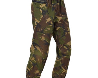 Original Dutch Military Waterproof Pants Elastic Waist DPM Woodland Camo