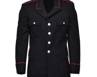Original Italian military black wool carabinieri formal jacket red stripes