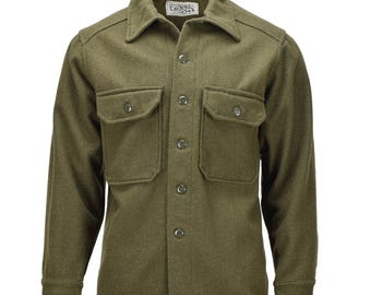 Original Canadian Wool Jacket Surplus Clothing Vintage Front Pockets Olive