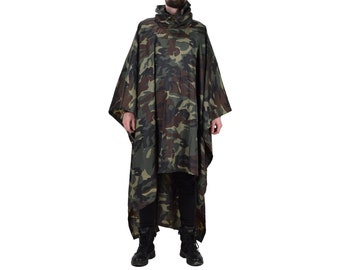 Original Turkish military camouflage poncho water resistant ripstop hooded army