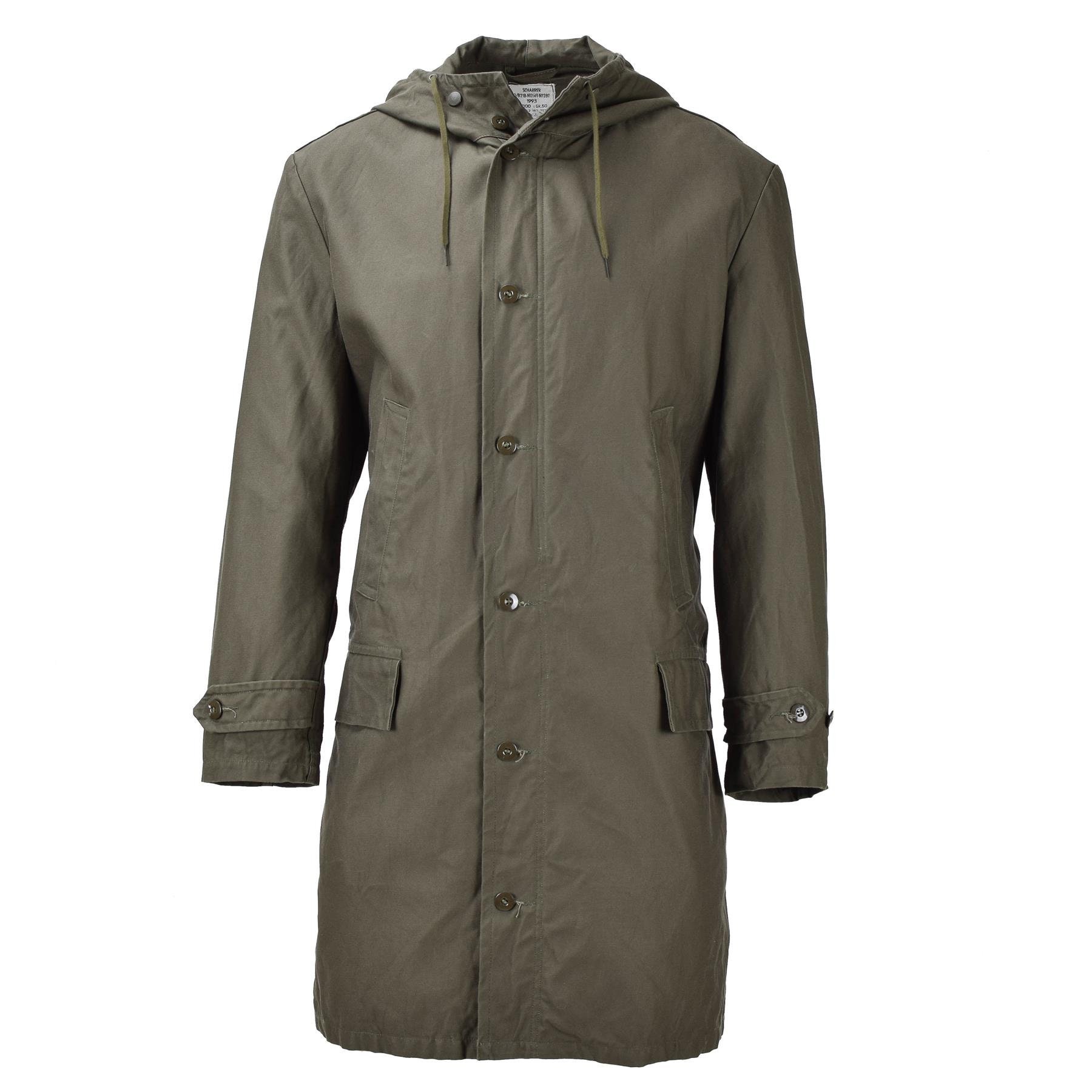 Original German military long parka jacket olive hooded field coat army outdoor