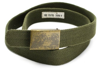 Genuine German army military belt canvas pants trousers combat issue w buckle