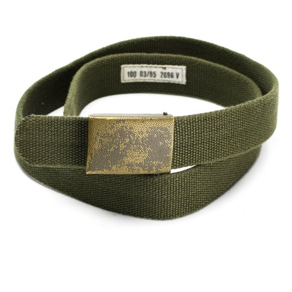 Genuine German army military belt canvas pants tr… - image 1