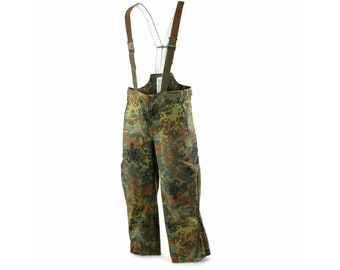 Original German army trousers GoreTex Bib n Brace Flecktarn pants overall rain