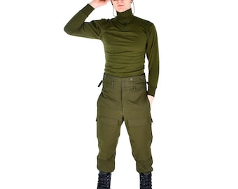 Original Italian army tricot shirt zipper Undershirt F1 thermal Green OD