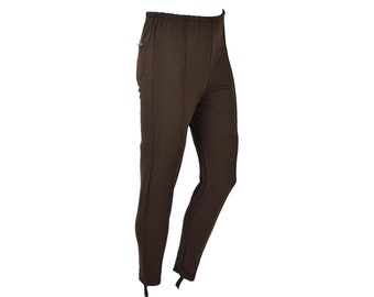 Original German military NVA brown sweatpants sports stirrup training trousers
