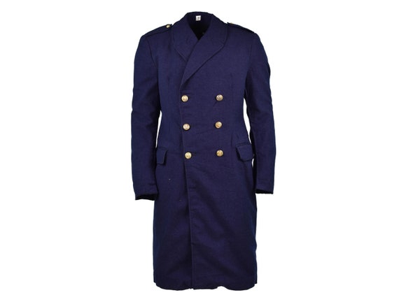 Genuine French Military Coat Army Blue Trench coat Go… - Gem