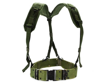 Original U.S army webbing system web suspenders belt LC-2 military pistol green harness