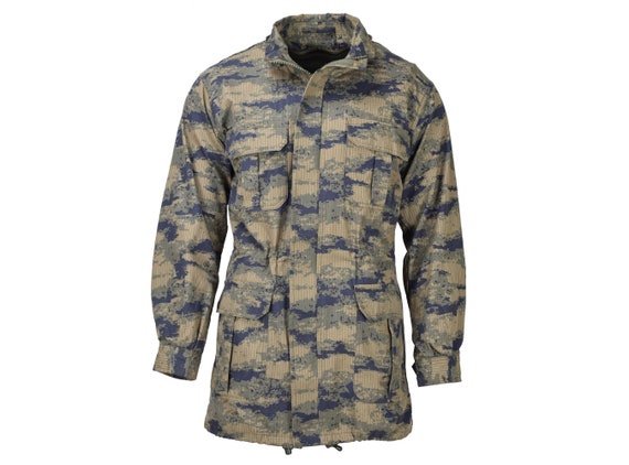 迷彩 切り替え military parka Vintage 1950s Military Jacket / Zip up Hooded Jacket / 50s