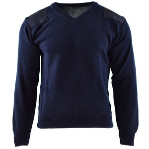 Genuine Dutch army Sweater Blue Jumper Military pullover V-Neck Officer
