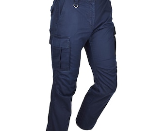 Original Dutch Military Work Pants Women Reinforced Knees Cargo Pockets Blue