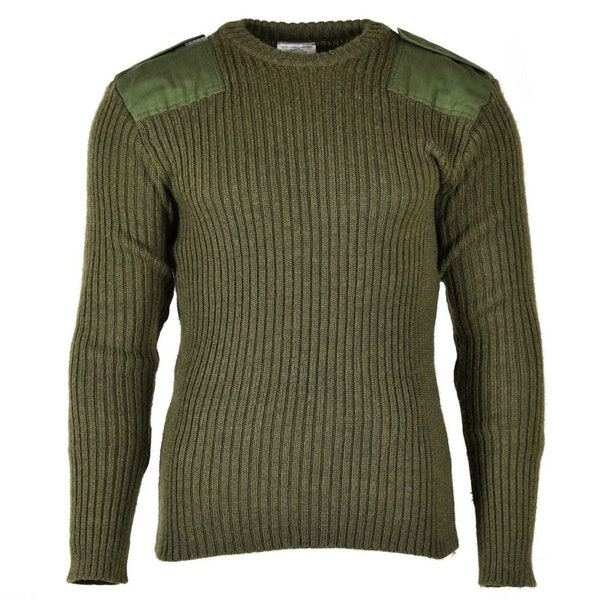 Maglione autentico pullover dell'esercito britannico Commando verde oliva lana uomo maglione surplus militare